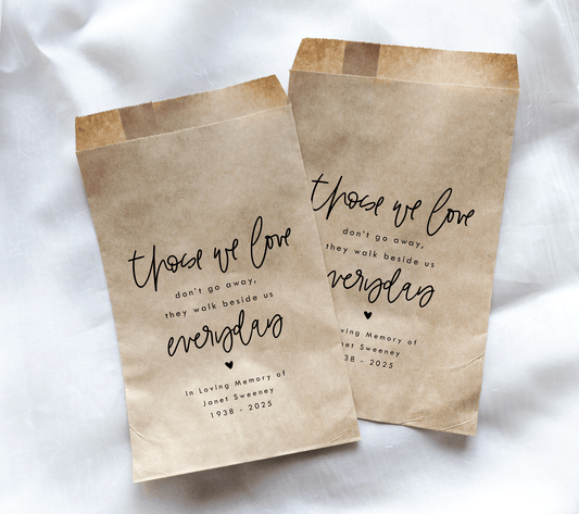 Memorial Favor Bags || Personalized Celebration of Life Favor Bags, Funeral Treat Bags-Favor Bags-Personalized Favor Bags-Customized Kraft Brown Bags-Plum Grove Design