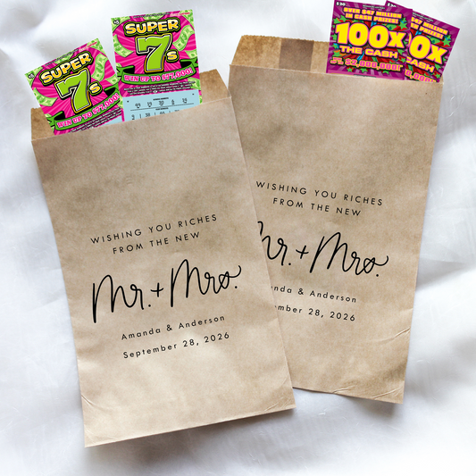 Wishing You Riches from the New Mr. and Mrs. Favor Bags