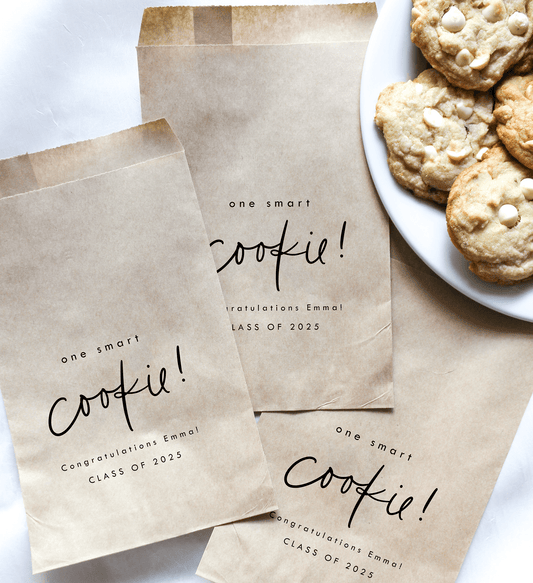Smart Cookie! Favor Bags || Personalized Graduation Party Favors, Class of 2025-Favor Bags-Personalized Favor Bags-Customized Kraft Brown Bags-Plum Grove Design