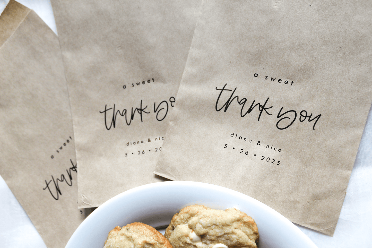 A Sweet Thank You Favor Bags || Personalized Wedding Favor Bags, Treat Bags-Favor Bags-Personalized Favor Bags-Customized Kraft Brown Bags-Plum Grove Design