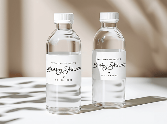 Baby Shower Water Bottle Labels-Water Bottle Labels-Personalized Bottle Labels-Customized Water Labels-Plum Grove Design