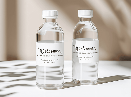 Wedding Welcome Water Bottle Labels-Water Bottle Labels-Personalized Bottle Labels-Customized Water Labels-Plum Grove Design