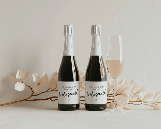 Pairs Well With Being My Bridesmaid - Mini Champagne Labels-Wine Bottle Labels-Bridesmaid Proposal-Bridal Party Gift-Plum Grove Design