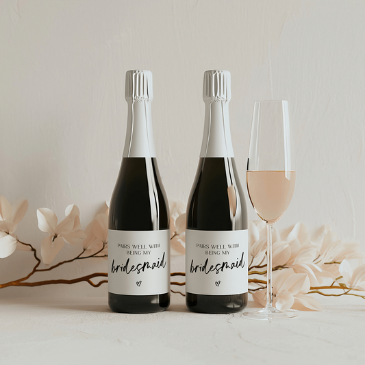 Pairs Well With Being My Bridesmaid - Mini Champagne Labels-Wine Bottle Labels-Bridesmaid Proposal-Bridal Party Gift-Plum Grove Design
