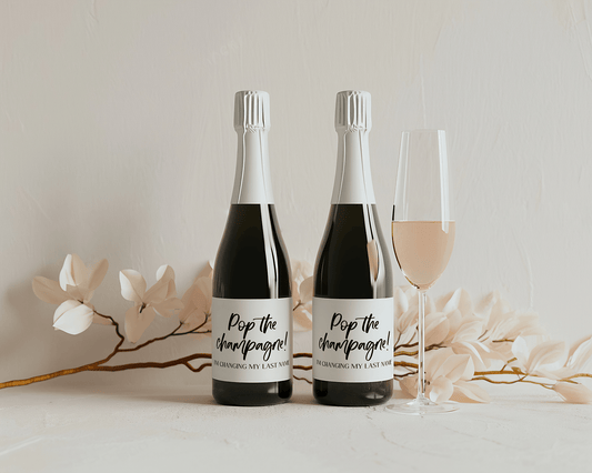 Pop The Champagne - Mini Champagne Labels-Wine Bottle Labels-Bridesmaid Proposal-Bridal Party Gift-Plum Grove Design