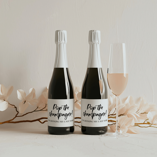 Pop The Champagne - Mini Champagne Labels-Wine Bottle Labels-Bridesmaid Proposal-Bridal Party Gift-Plum Grove Design