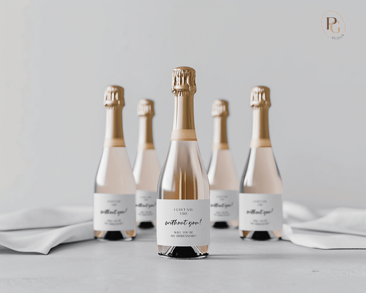 Can't Say I Do Without You - Mini Champagne Labels-Wine Bottle Labels-Bridesmaid Proposal-Bridal Party Gift-Plum Grove Design