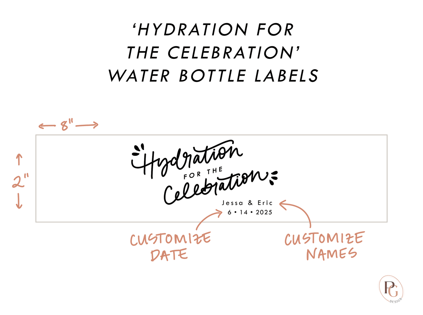 Hydration for the Celebration Wedding Water Bottle Labels - Plum Grove Design