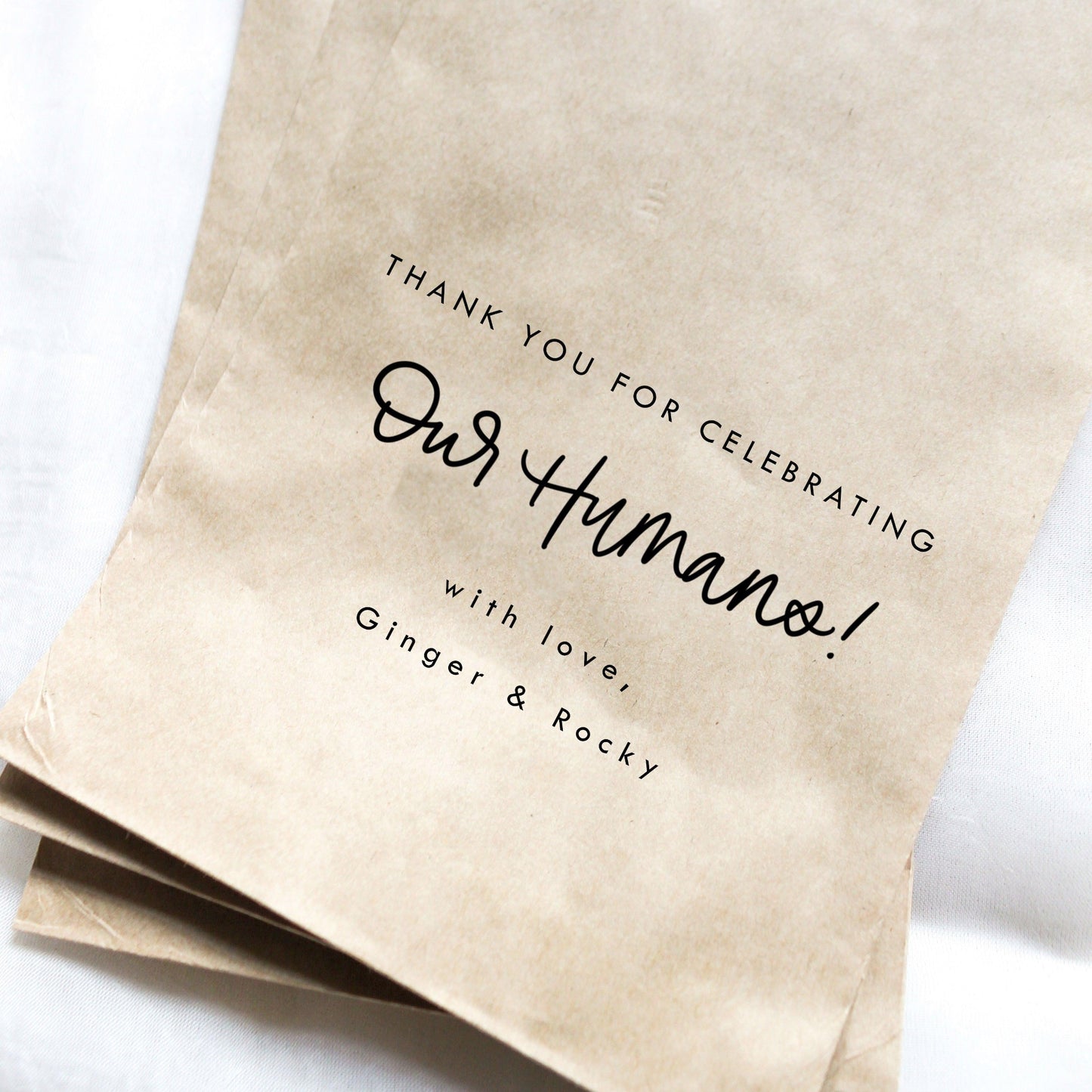 Celebrating My Humans Favor Bags || Personalized Wedding Favor Bags, Dog, Pet-Favor Bags-Personalized Favor Bags-Customized Kraft Brown Bags-Plum Grove Design