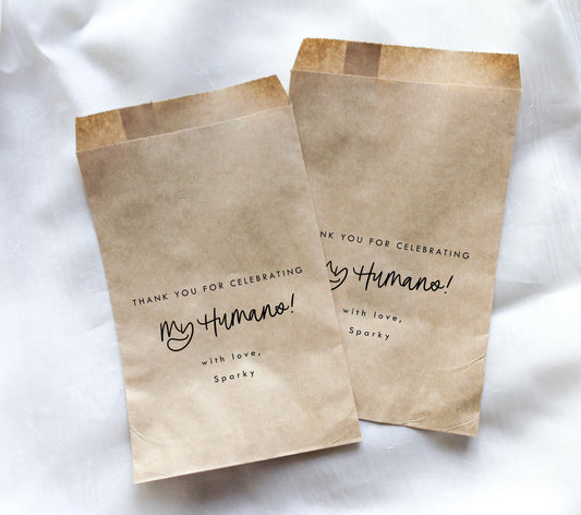 Celebrating My Humans Favor Bags || Personalized Wedding Favor Bags, Dog, Pet-Favor Bags-Personalized Favor Bags-Customized Kraft Brown Bags-Plum Grove Design