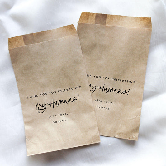 Celebrating My Humans Favor Bags || Personalized Wedding Favor Bags, Dog, Pet-Favor Bags-Personalized Favor Bags-Customized Kraft Brown Bags-Plum Grove Design