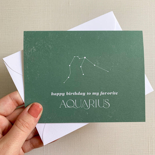 Happy Birthday to My Favorite Aquarius-Cards-Zodiac-Card-Astrology-Card-Plum Grove Design