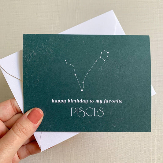 Happy Birthday to My Favorite Pisces-Cards-Zodiac-Card-Astrology-Card-Plum Grove Design