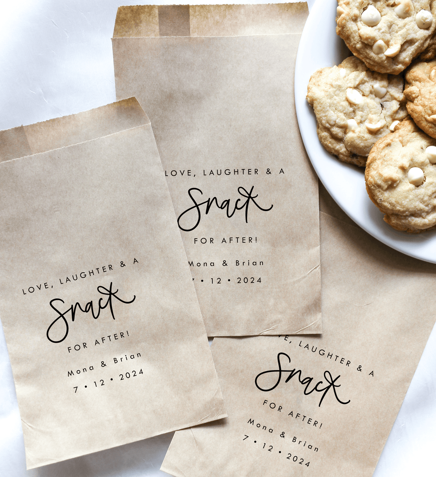 Love, Laughter, and a Snack for After! Favor Bags - Plum Grove Design