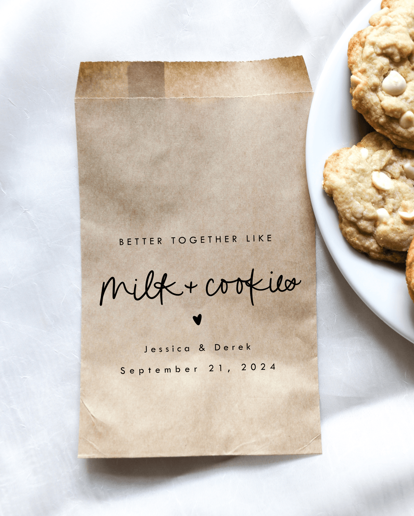 Better Together Like Milk and Cookies Favor Bags - Plum Grove Design