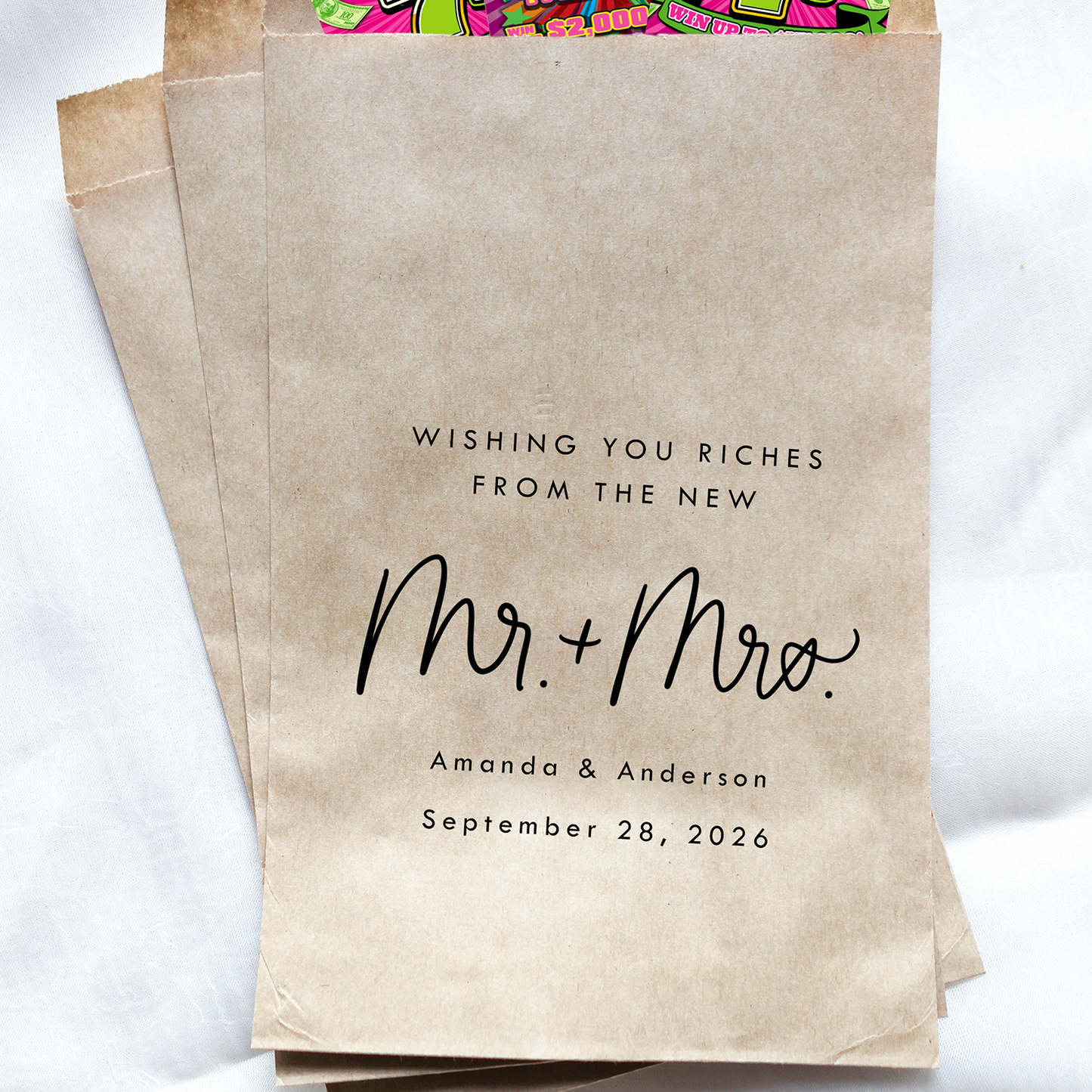 Wishing You Riches from the New Mr. and Mrs. Favor Bags