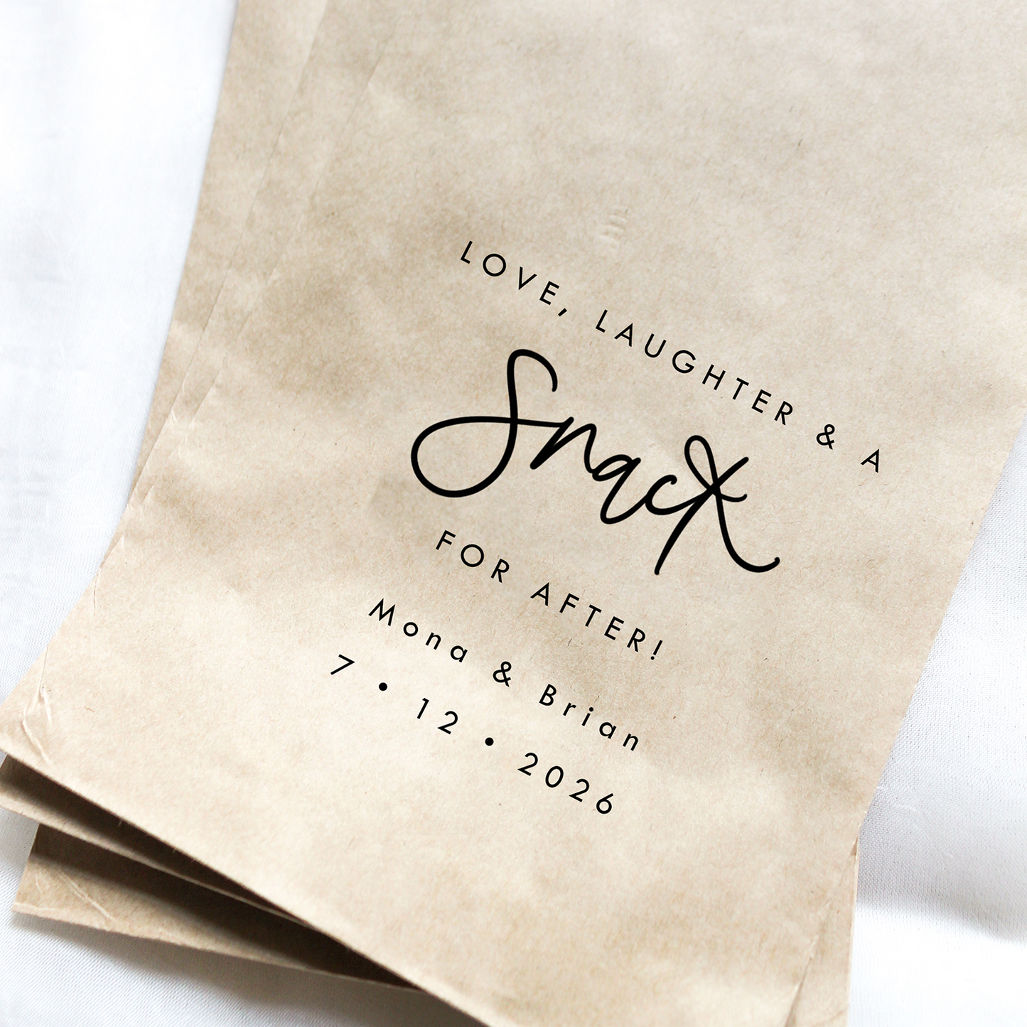 Love, Laughter, and a Snack for After! Favor Bags