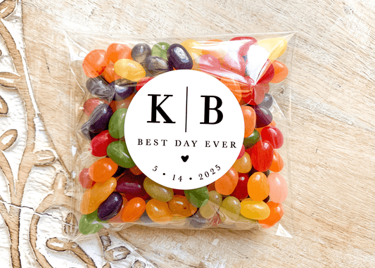 Wedding Initials Stickers - Pack of 20-Stickers-Personalized Stickers-Customized Party Labels-Plum Grove Design