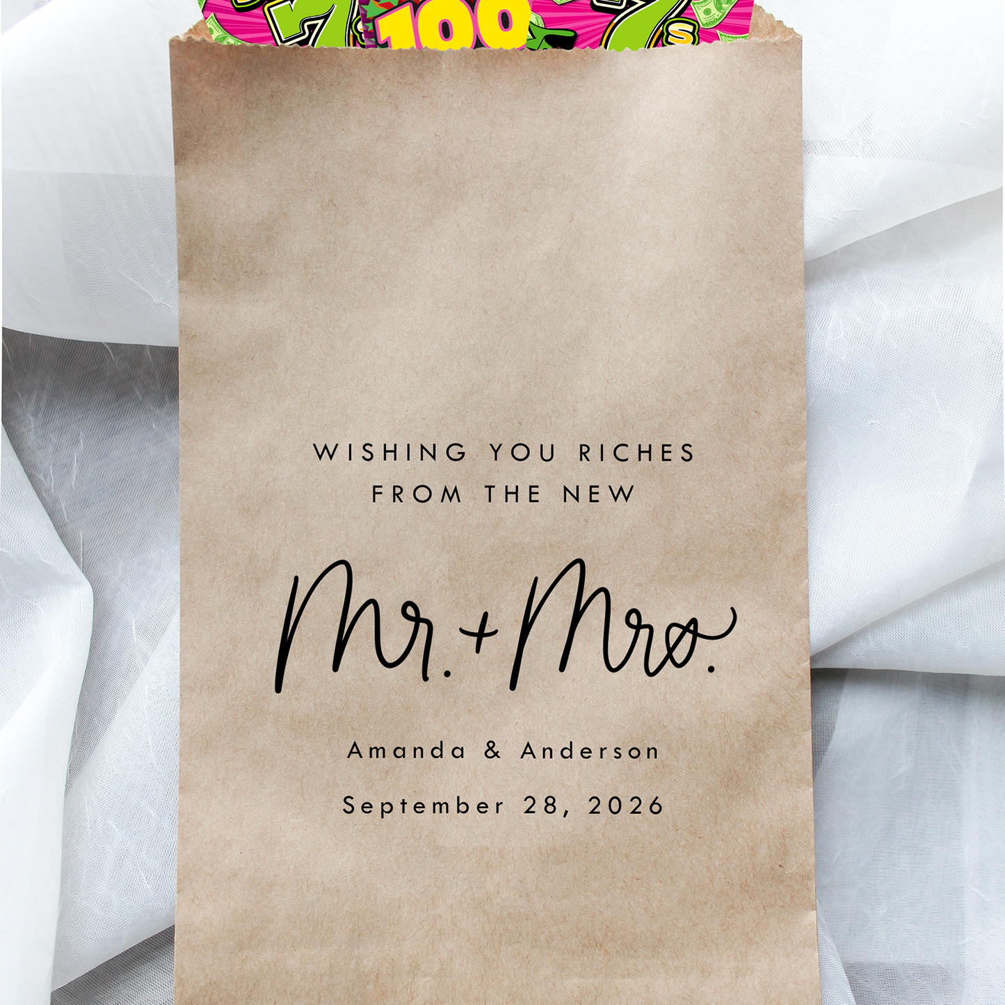 Wishing You Riches from the New Mr. and Mrs. Favor Bags