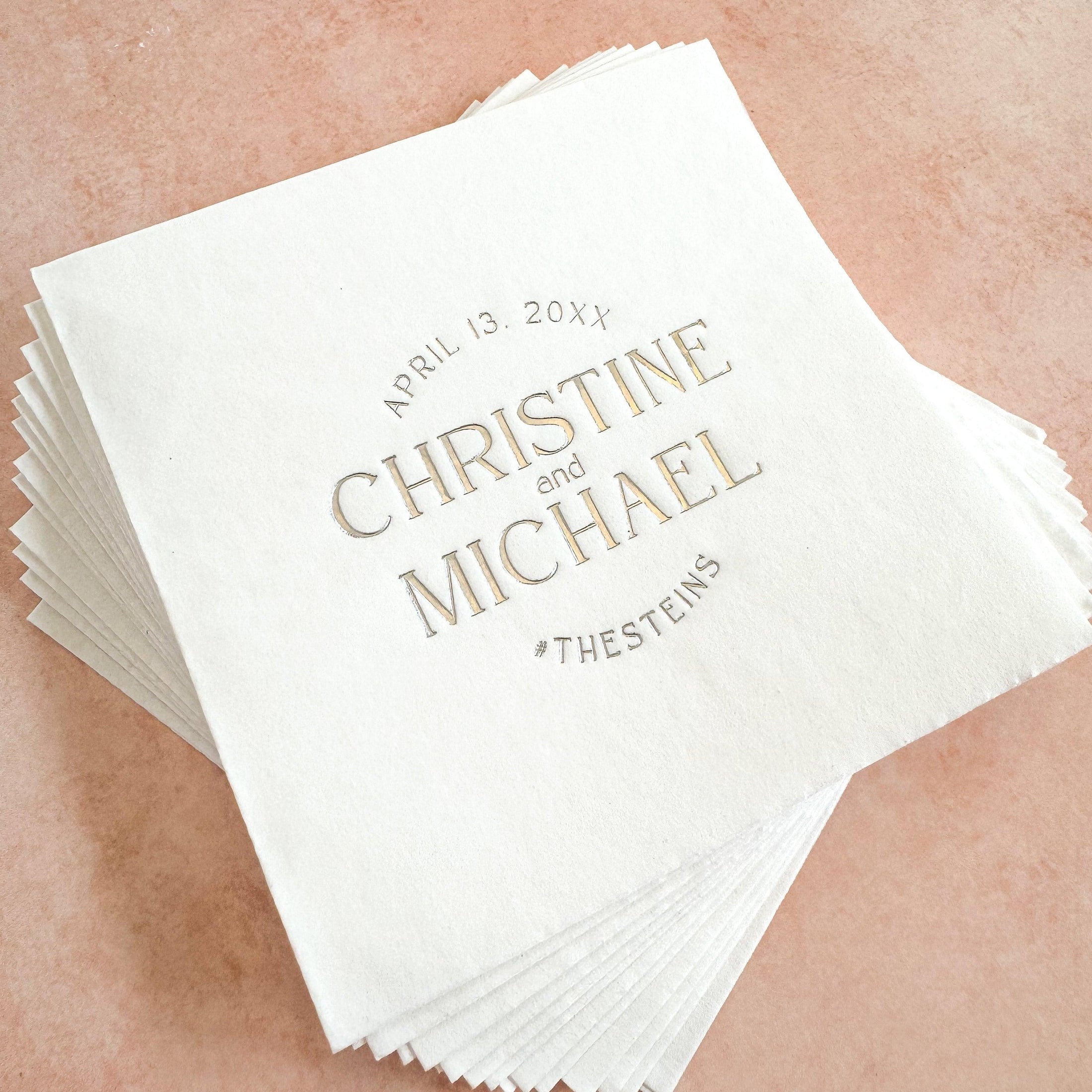 Personalized Wedding Cocktail Napkins with Names, Custom Gold Foil ...