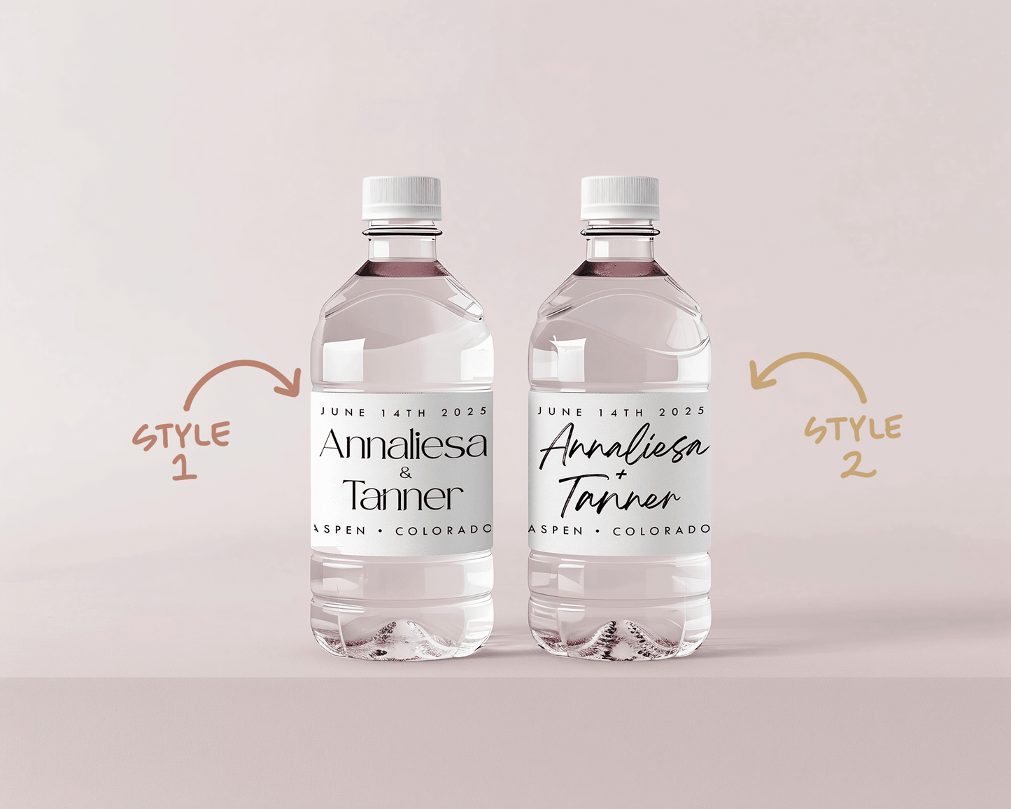 Personalized Wedding Water Bottle Labels - Plum Grove Design