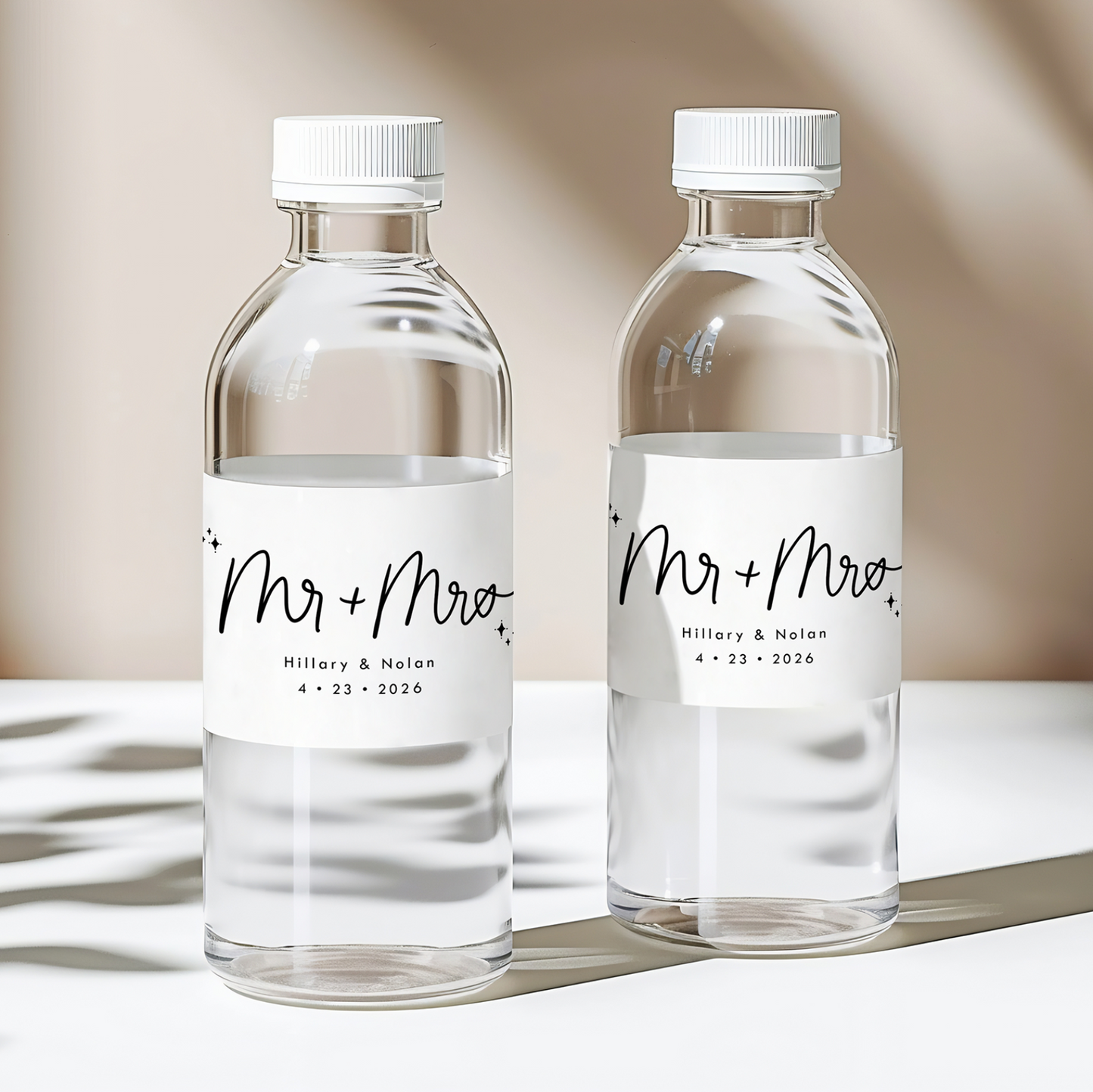 Mr and Mrs Wedding Water Bottle Labels