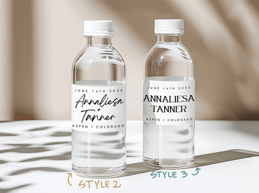 Personalized Wedding Water Bottle Labels - Plum Grove Design