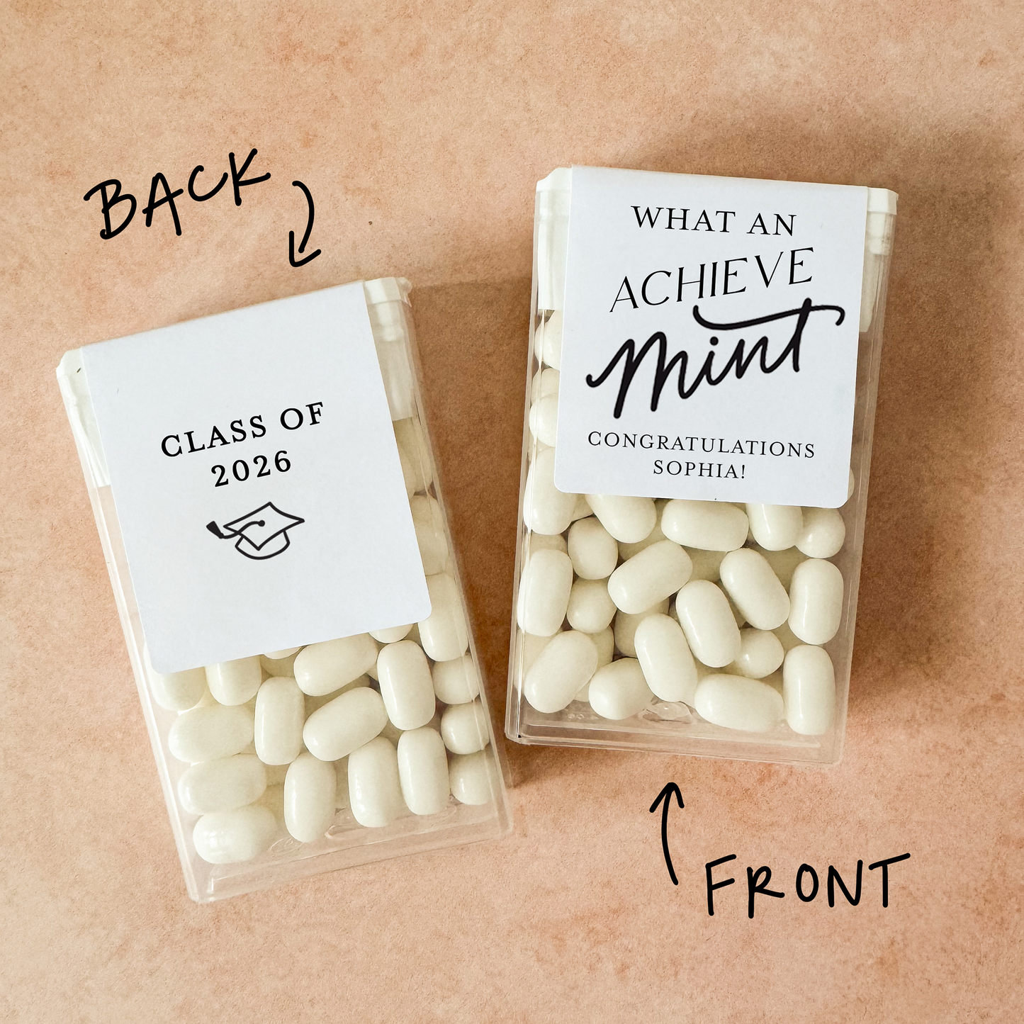 Achieve Mint Graduation Custom Tic Tac Labels