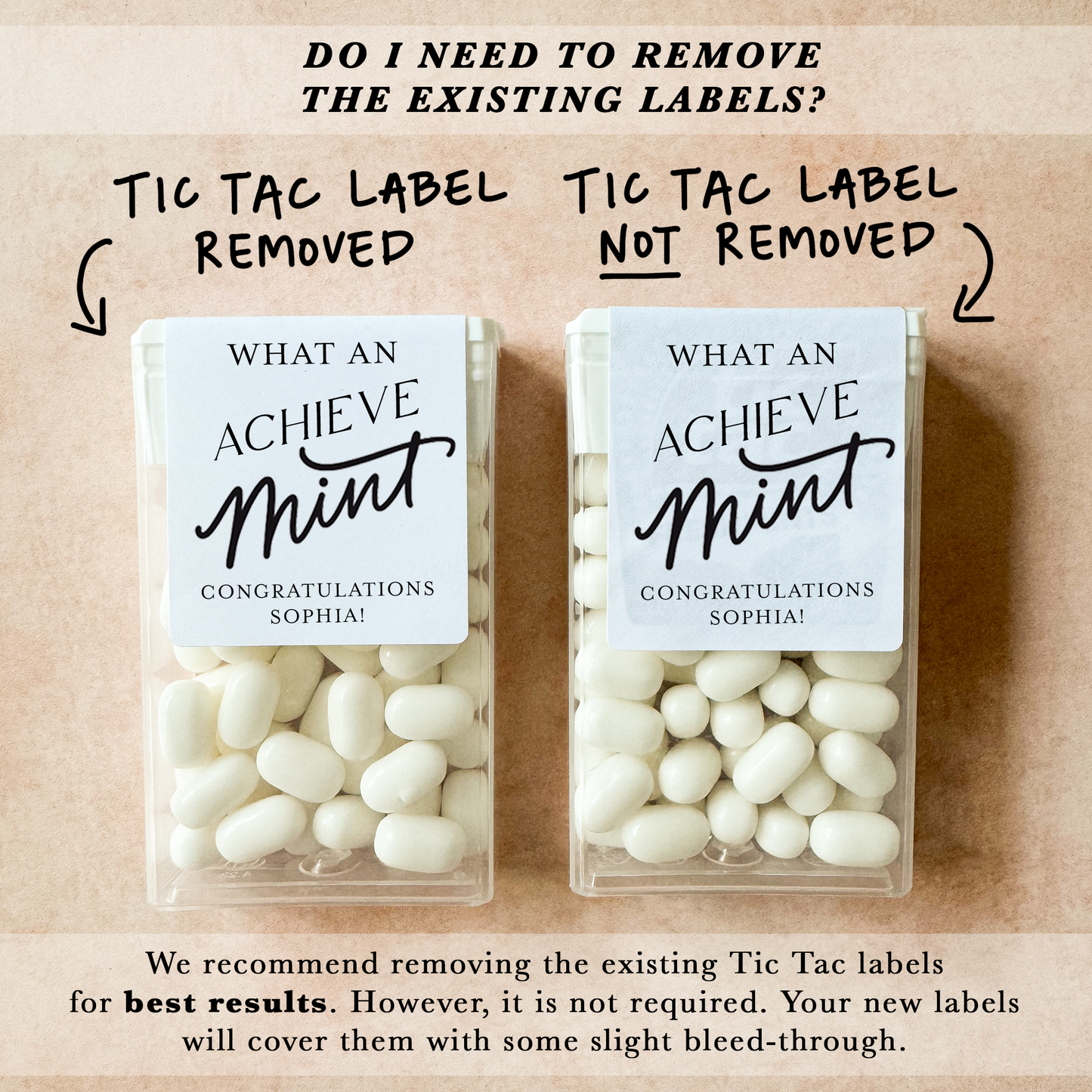 Achieve Mint Graduation Custom Tic Tac Labels