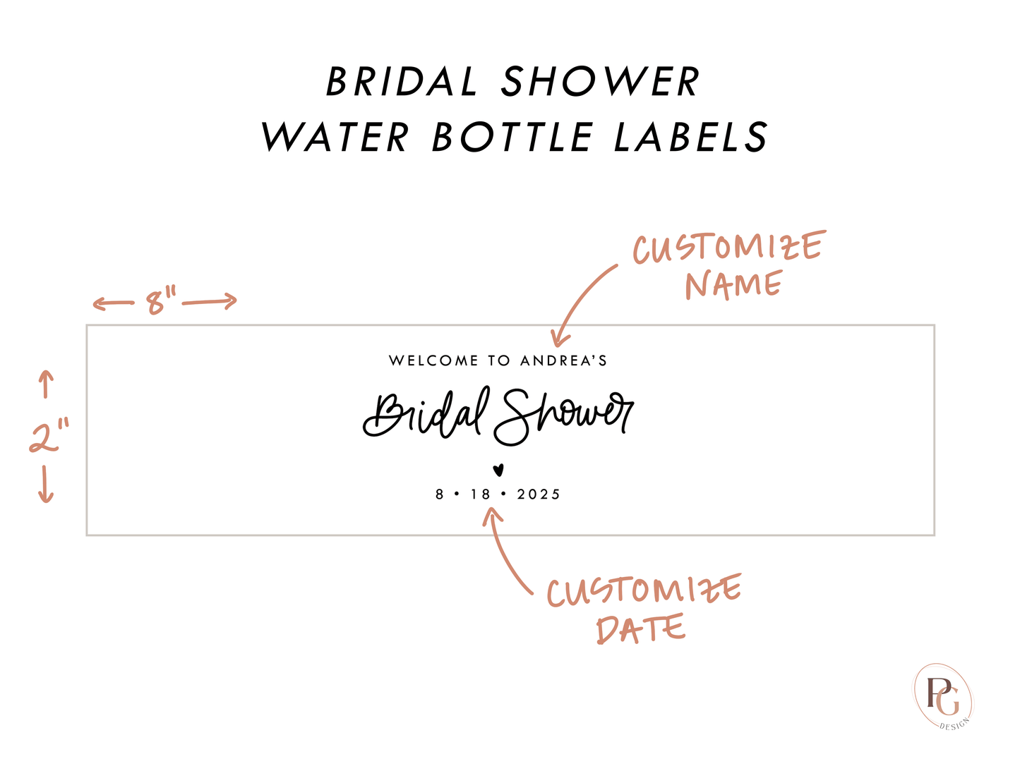 Bridal Shower Water Bottle Labels - Plum Grove Design