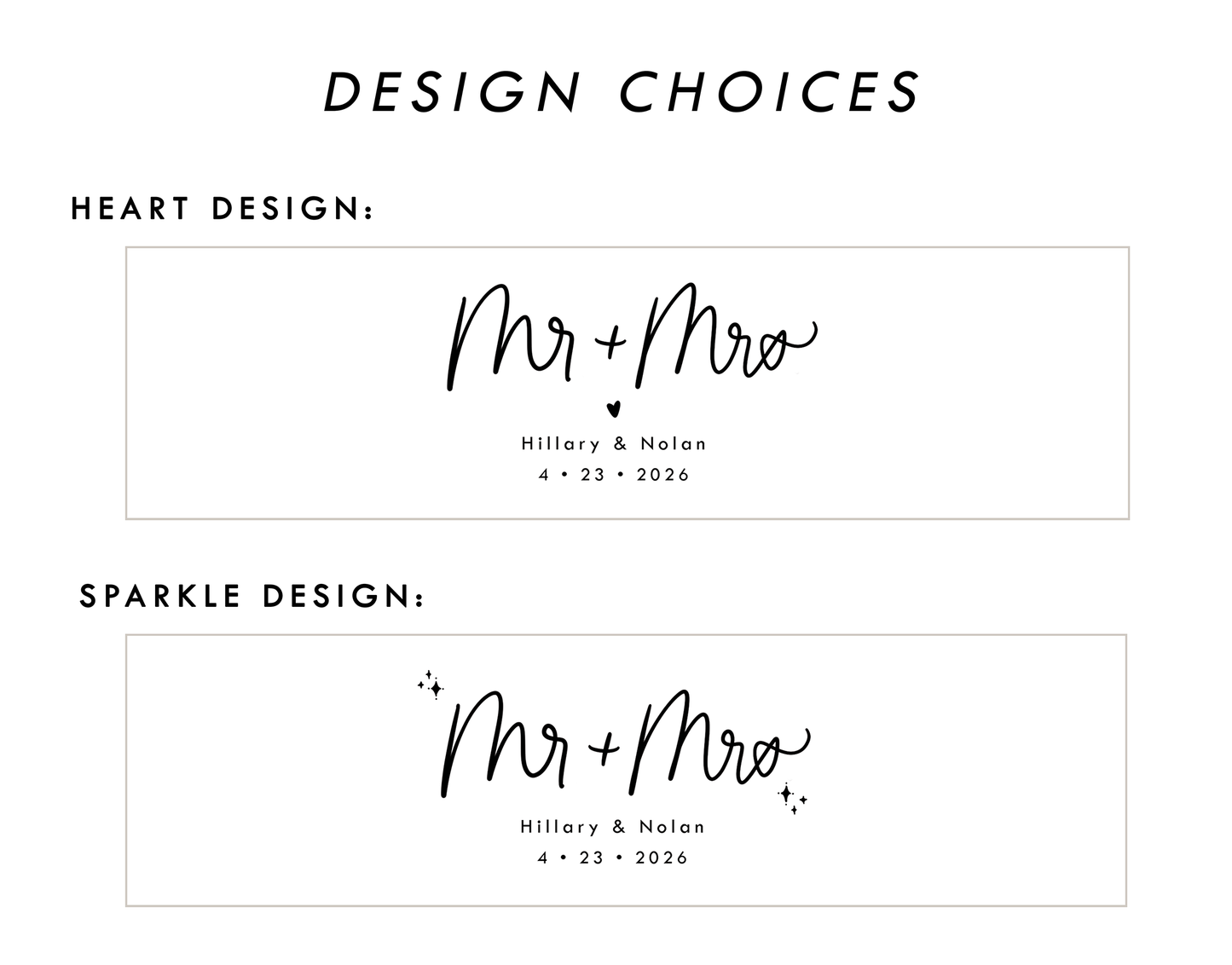 Mr and Mrs Wedding Water Bottle Labels