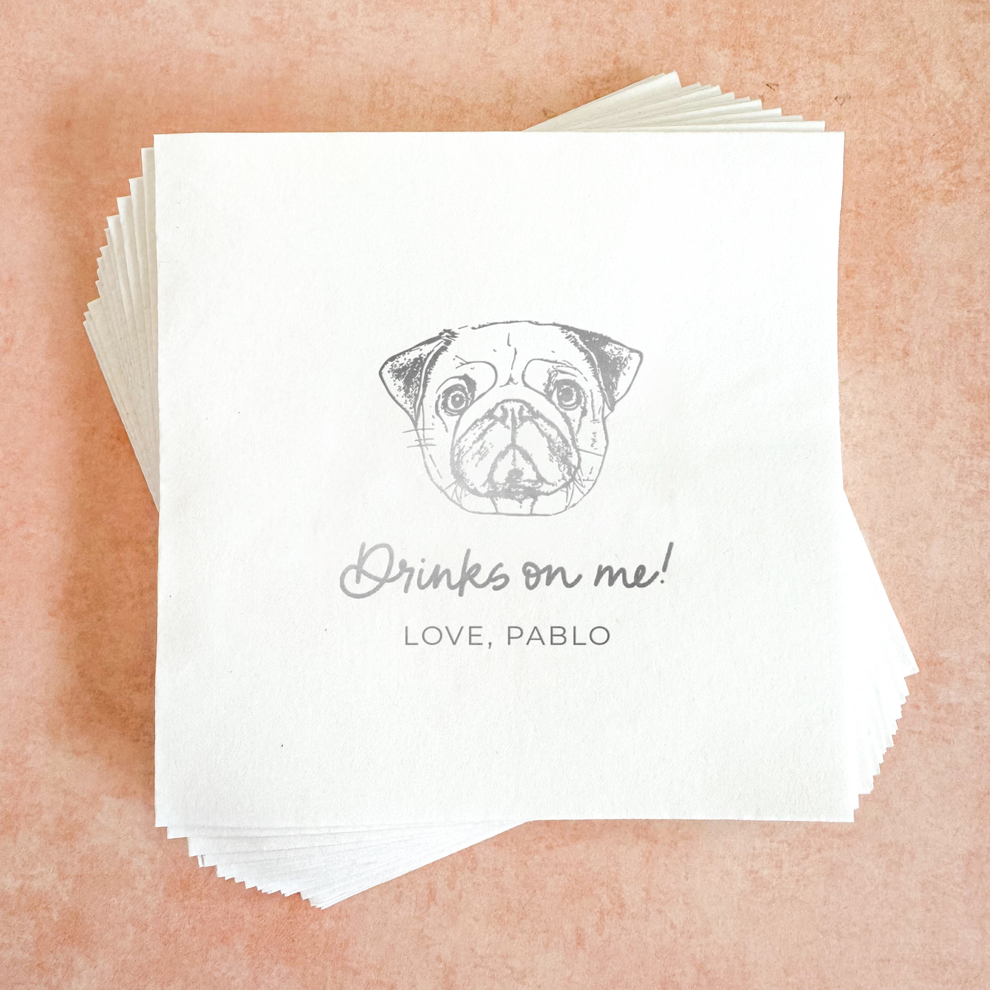 Pet Portait Cocktail Napkins - Drinks on Me!