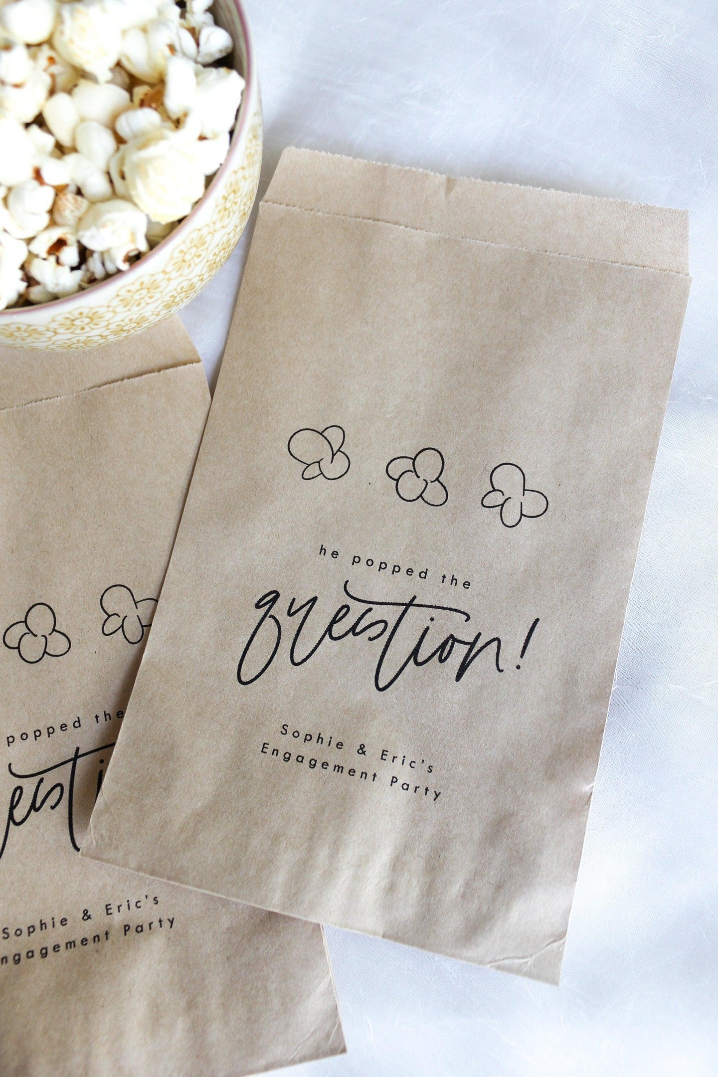 He Popped the Question! Popcorn Bags Plum Grove Design